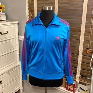 Adidas BLUE PINK track jacket zip firebird size XL